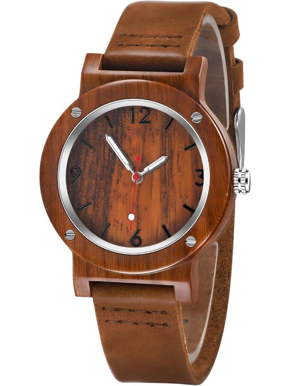 Women's Dark Brown Adjustable Strap and Lightweight Wooden Quartz Wrist Watches